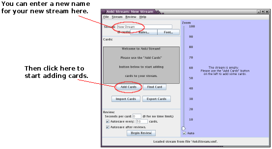 initial Anki Stream interface